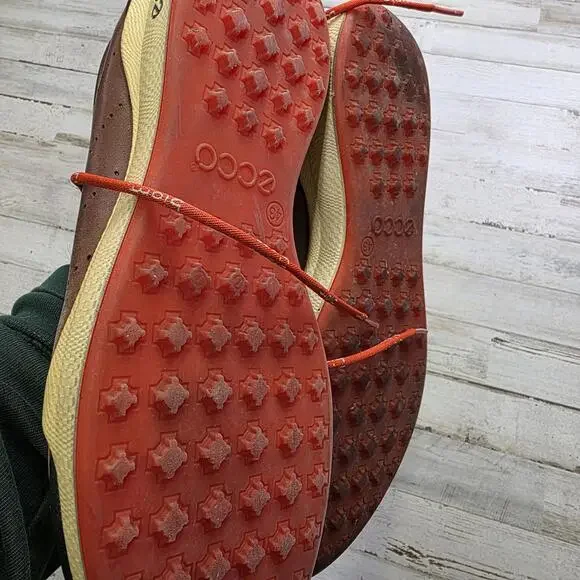 ECCO Mens 9.5 43 Yak Leather Comfort Sneaker Golf Shoes Softspikes - Picture 3 of 7